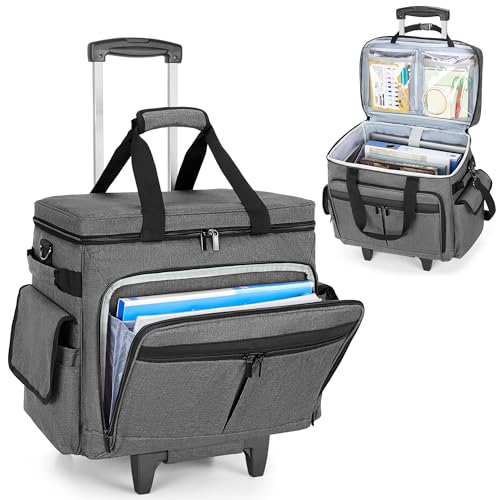 Trunab Rolling Teacher Bag with Expandable File Pocket Detachable Trolley - color: Grey