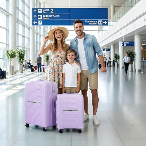 Luggage Sets 2 Piece(20/29in),w/TSA LOCK,Suitcase Set - color: Lavender, size: 2-Piece Set (20"/29'')