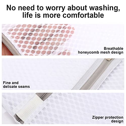 Small Honeycomb Lingerie Bags with Hanging Loop- MDSXO 3 Pack Mesh Laundry Bags for Washing Delicates, White Wash Bags for Socks, Bra, Mask, Baby Clothes 10 * 12 inch [3 Pack] - size: 3 Pack Small (with Loop)