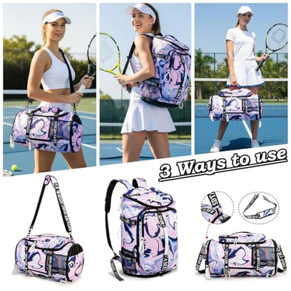 Gym Duffle Bag Backpack,4‑Way Waterproof with Shoe Compartment Travel Hiking Laptop - color: Purple