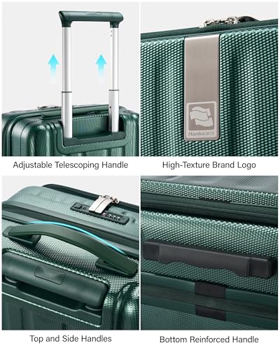 Hanke Top Opening Carry-On - Expandable 16 Inch Airline Approved Spinner - color: Blackish Green, size: 16 Inch Expandable