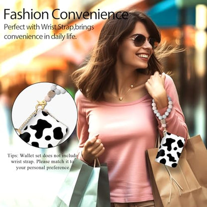 Yonlevres Credit Card Holder RFID Small Wallet Women Keychain Zipper - color: Black Cow