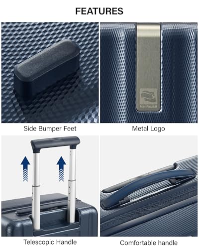 Hanke Upgraded Elite 20 Inch Carry On Luggage 22x14x9 Airline Approved,PC Hard Shell Suitcases with Wheels, TSA Lock, Explosion-Proof Zipper Suitcase for Business Travel Men & Women,Abyssal Blue - color: Abyssal Blue, size: 20 Inch