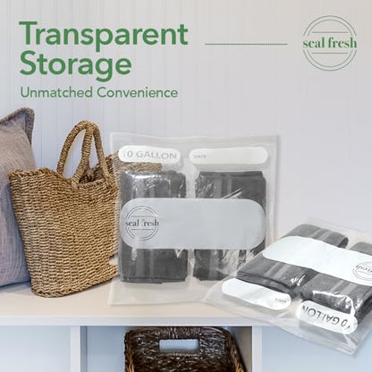 Seal Fresh 10 Gallon Large Plastic Storage Bags - 24 x 24 Inch (30 Count) - Reusable Write-On XXL Extra Large Big Oversized Clear Jumbo Zip Top Bags with Sealable Zipper for Clothes, Travel, Moving - size: 10 Gallon - 30 Pack
