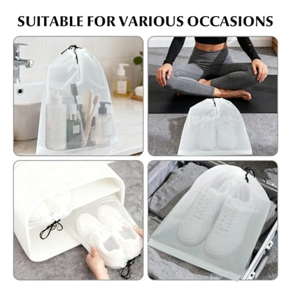 2 Pack Clear Drawstring Travel Shoe Bags, Large Size Transparent Storage Organizer for Men Women
