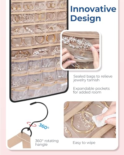 BAGSMART Hanging Jewelry Organizer, Necklace Holder Extra Large Black - color: Black, size: X-Large - Standard