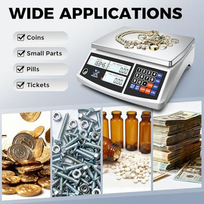 Industrial Counting Scale 40kg/88lb x 0.1g Precision Bench Scale Digital Inventory Counting Weight Scale for Small Parts and Coins, Electronic Gram Scale with Batteries/AC Power, lb/g/kg/oz - style: 40kg x 0.1g