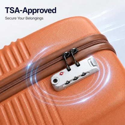 Carry On Luggage 22x14x9 Airline Approved Suitcase with Wheels, 3 Piece - color: Tangerine, size: 3 Piece Sets (20/BP/TB)