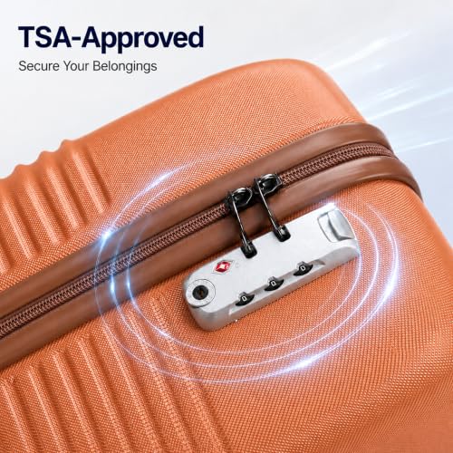 CONCEPTEN Luggage Sets 5 Piece, ABS+PC Hardshell Suitcases with Wheels - color: Tangerine, size: 5 Piece Sets (20/24/28/Db/Tb)