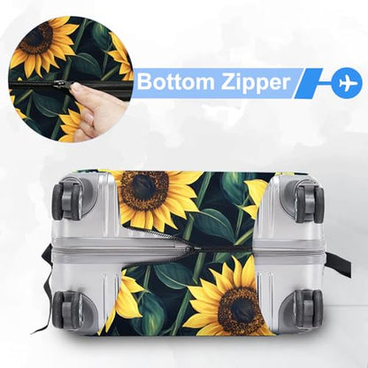 ANNA QUEEN Travel Luggage Cover Suitcase Protector Suitcase Cover Anti-Scratch,Stretchable Bag Cover Washable Durable Polyester - color: sunflower, size: S(fits 20-22inch suitcase)