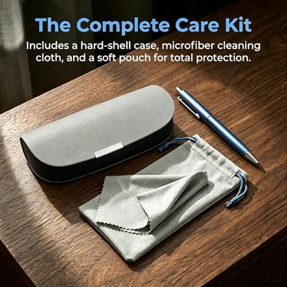 Glasses Case hard shell,3-in-1 Sunglasses Case & Eyeglass Case with Cleaning Cloth & Storage Pouch - color: Gray, size: Large