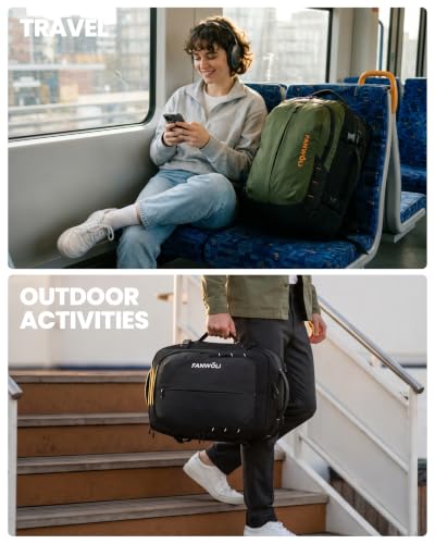 Fanwoli Vacuum Travel Backpack,One-Button Compression,Expandable Carry-On - color: Black