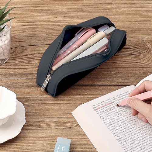 Mr. Pen- Silicone Pencil Case, Aesthetic Pencil Bag for Women, Makeup Pouch - color: Black