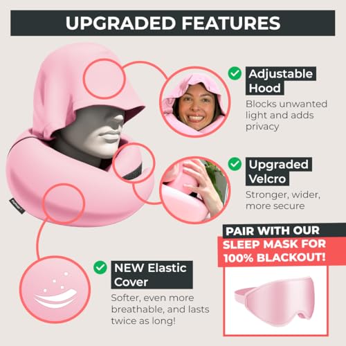 FlyHugz® 2.0 Hooded Travel Pillow, 2026 Original Release - color: Pink