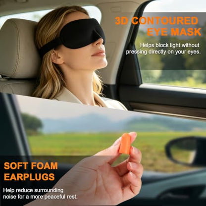 Travel Pillow - Hooded Neck Pillow Airplane Memory Foam Filling - color: Black