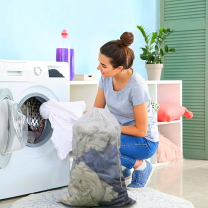 2-Pack Large Mesh Laundry Bag, 27x36 Inch White - color: White, size: 27*36inch