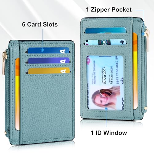 Tipmile Womens Credit Card Holder Wallet, Small Slim RFID Blocking Sleeve - color: Powder Blue