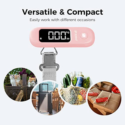 pack all Digital Luggage Scale for Travel, 110Lbs Capacity, 0.1Lb Precision - color: Pink