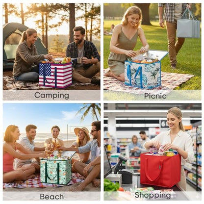 BALEINE Insulated Reusable Grocery Bags with Zippered Top, Large Cooler Bag - color: Bright Red, size: 2 Pack
