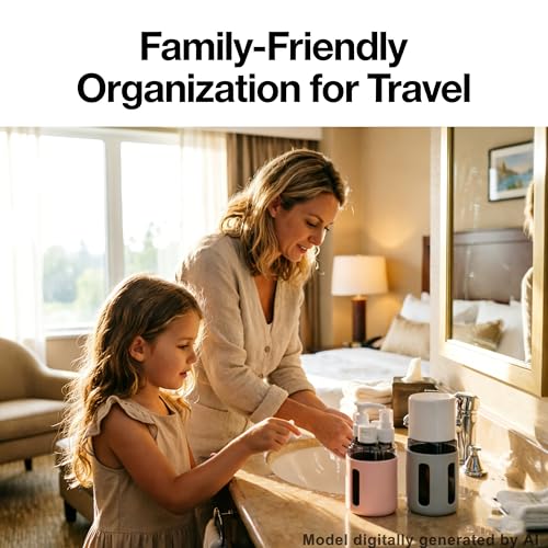 4-in-1 Refillable Cosmetic Containers, TSA Approved Travel Toiletry Kit - color: Pink