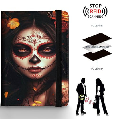 Passport Holder Wallet Cover Case,RFID Blocking Passport Cover,Large Capacity Travel Wallet with Multi Card Slots (Day of The Dead Girl Art) - color: Day of The Dead Girl Art