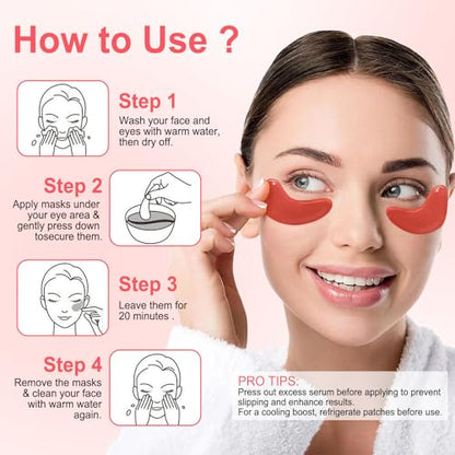 Eye Mask, 30 Pairs Red Pomegranate Under Eye Patches for Dark Circles - color: Red