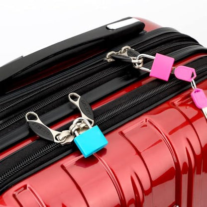 3 Pcs Small Locks with Keys,Multicolor Mini Key Locks, Plastic-Covered Copper Keyed Padlock for Luggage, Backpack, Gym Locker, Suitcase, Boxes - color: Multicolor 3 pcs