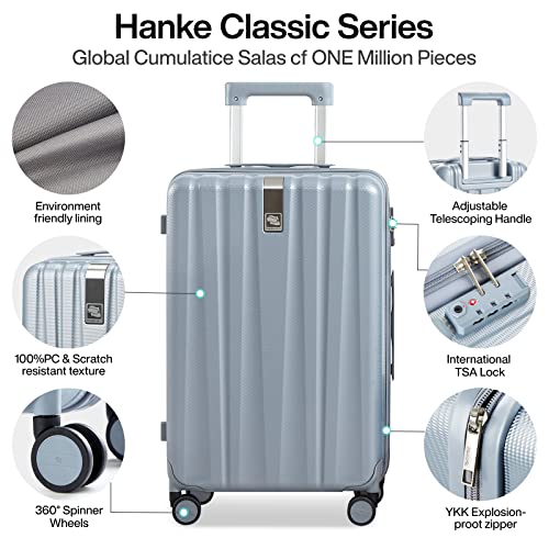 Hanke 29 Inch Luggage Suitcases With Spinner Wheels Lightweight PC hardside Rolling Suitcase With Travel Lock, Checked-Large 29-Inch(Gray) - color: Grey, size: 29 Inch