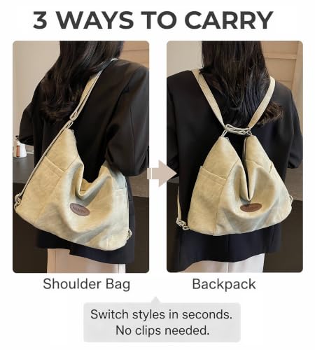 Convertible Backpack for Women, 3-in-1 Shoulder Crossbody Hobo Bag - color: Green