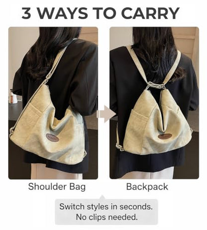 Convertible Backpack for Women, 3-in-1 Shoulder Crossbody Hobo Bag - color: Green
