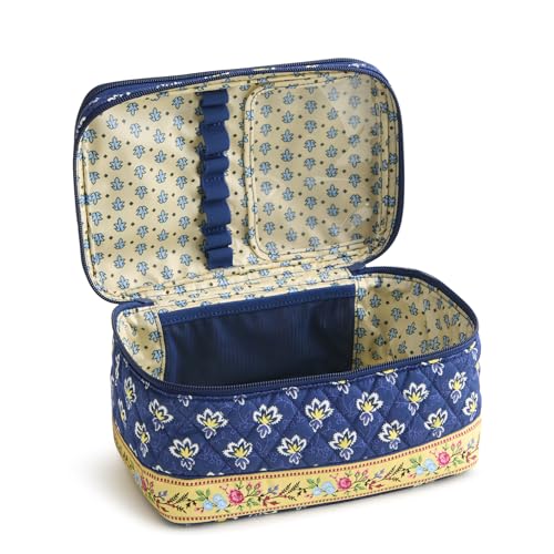 Vera Bradley Women's Premium Cotton Brush Up Cosmetic Case – Maison Blue - color: Maison Blue