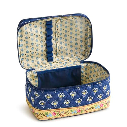 Vera Bradley Women's Premium Cotton Brush Up Cosmetic Case – Maison Blue - color: Maison Blue