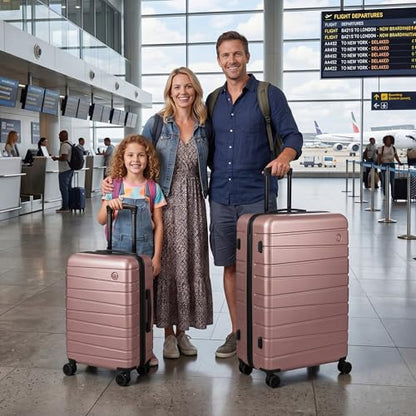2-Piece Set(20/30in),Carry on Luggage w/Wheels,NO LOCK - color: Rose Gold, size: 2-Piece Set (20"/30'')
