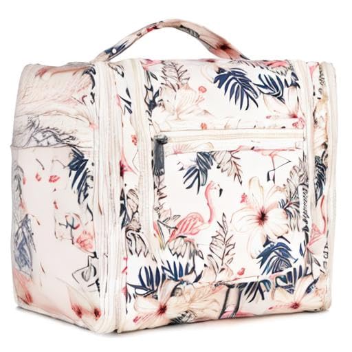 Narwey Large Hanging Travel Toiletry Bag for Women, Makeup Cosmetic Bag - color: B-Beige Bird, size: Large