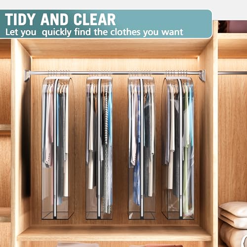 Liuoud Clear Garment Bags for Hanging Clothes 10” Gusseted, 4 Pack, 50” - color: Clear, size: 50 inch