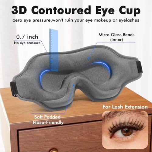 3D Blackout Weighted Eye Mask for Sleep, Eye Cover for Men Women - color: Silver Gray