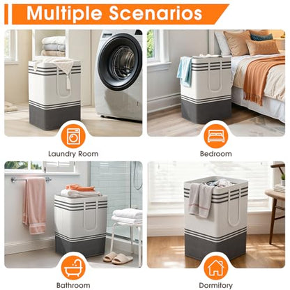 3 Pack Large Laundry Baskets, Laundry Hampers, Freestanding Waterproof Collapsible Clothes Bag with Extended & Reinforced Handles - Clothes Basket for Dorm, Bathroom, Home (75L) - size: 3 x 75L