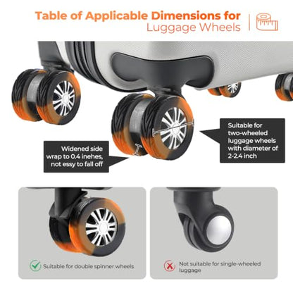 8Pcs Upgrade Luggage Wheel Covers,Travel Accessories (Carbon Black/Orange) - color: Carbon Black / Orange
