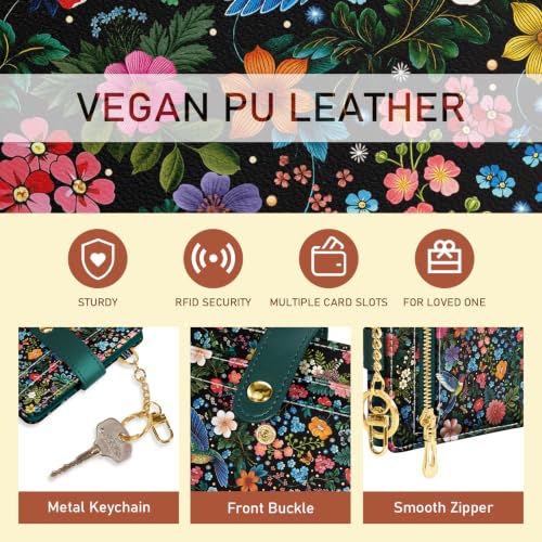 Jogjam Bird Floral Small Women Wallet, Rfid Slim Compact Credit Card Holder - color: Birds and Flowers