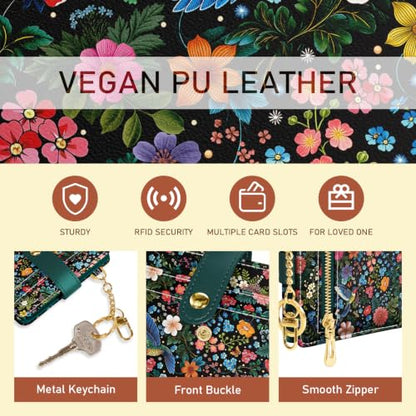 Jogjam Bird Floral Small Women Wallet, Rfid Slim Compact Credit Card Holder - color: Birds and Flowers