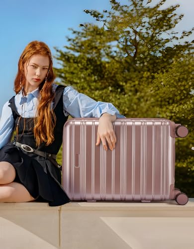 LARVENDER Carry On Luggage 22x14x9 Airline Approved, Suitcases with Wheels - color: Rose Gold 1