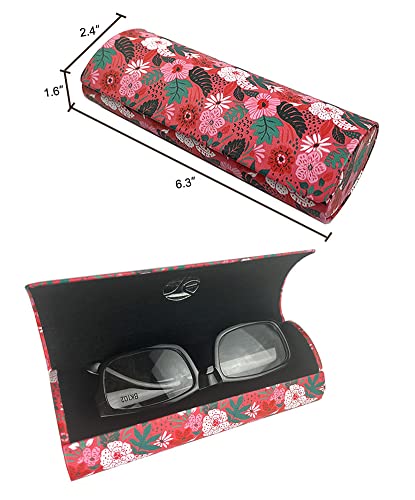JAVOedge [3 PACK], Various Pattern Long Oval Hard Glasses Case Includes Microfiber Cleaning Cloth - color: Florals - Style F