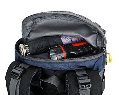 WoneNice 50L(45+5) Waterproof Hiking Backpack Outdoor Daypack w/Rain Cover - color: Sapphire Blue
