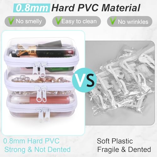 Hoolerry 3 Pcs Clear Hard Zipper Case Plastic Zipper Pouch, White, S - color: White, size: S