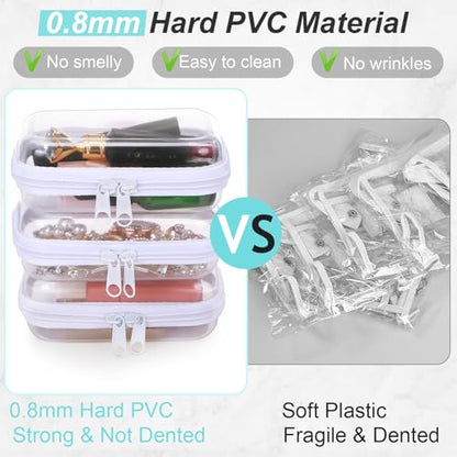 Hoolerry 3 Pcs Clear Hard Zipper Case Plastic Zipper Pouch, White, S - color: White, size: S
