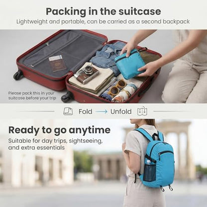 Lightweight Hiking Backpack 18L Packable Foldable Small Daypack Collapsible Travel Bag Water-Resistant for Women Men (Gray) - color: Gray, size: Small