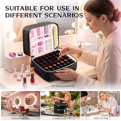 DreamGenius Nail Polish Organizer Bag Holds 42 Bottles, Black - color: Black