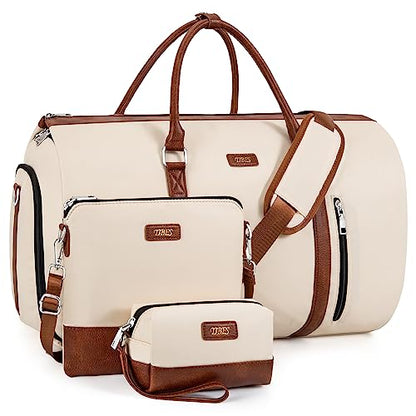 Convertible 2-in-1 Garment Bags for Travel with Waterproof Shoe Compartment - color: A-off White