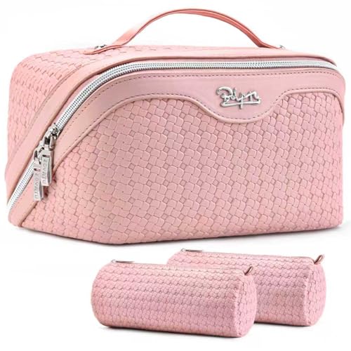 BOYATU Travel Makeup Bag Cosmetic Bags for Women: 3 Pcs Set Make up Bag - color: L39 Pink