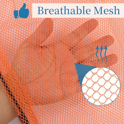 6 Pack Mesh Drawstring Bags with Lock, 14x17 for Gym, Beach, Laundry - color: Orange
